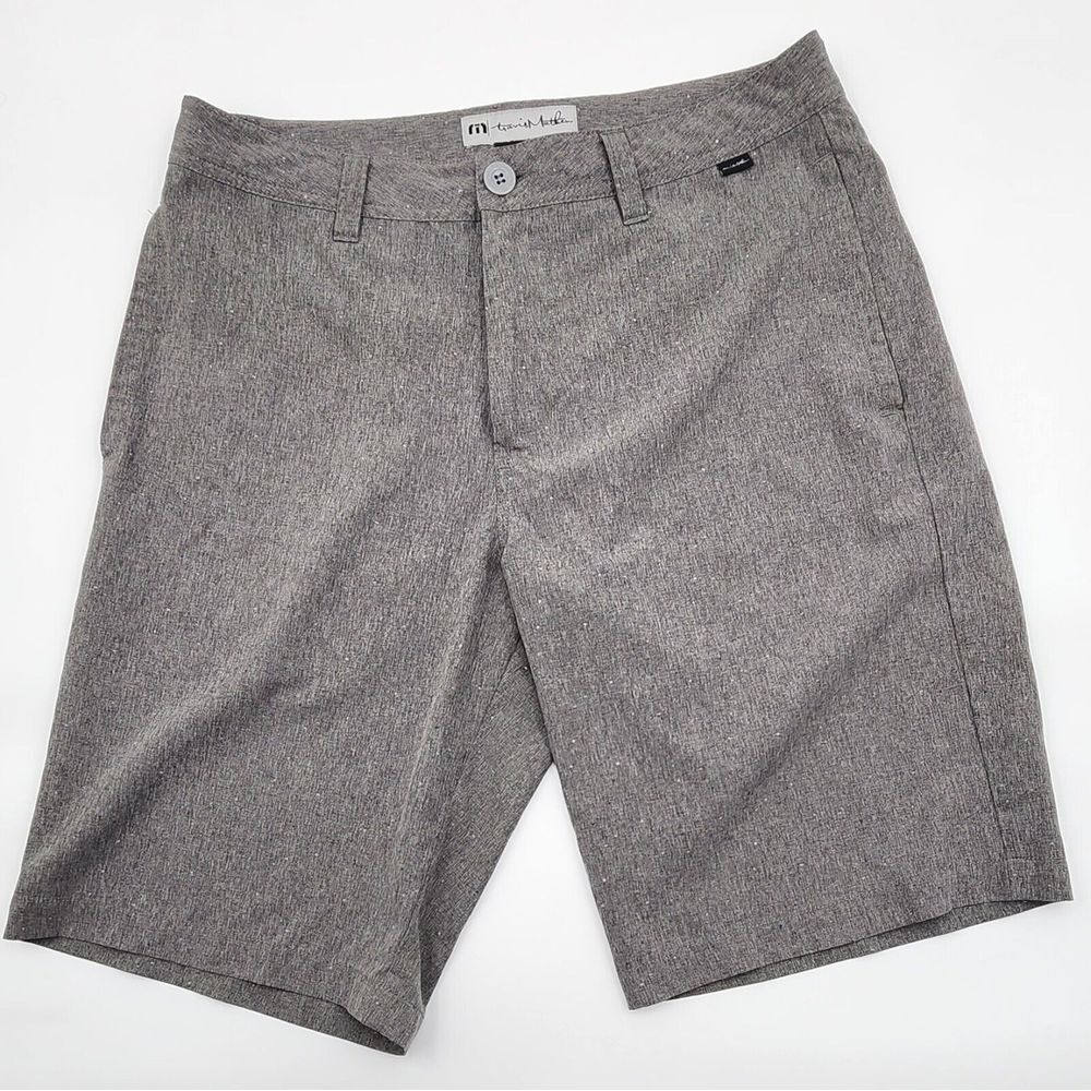 Travis Mathew Shorts Mens 30‎ Gray houndstooth Polyester Spandex Stretch